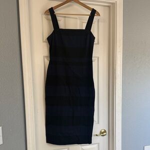 Banana Republic Striped Black and Navy Midi Dress